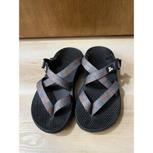 Chaco Men's Size 9 Slip On Shoes Sandals Summer Of 69 Print Black Orange Blue